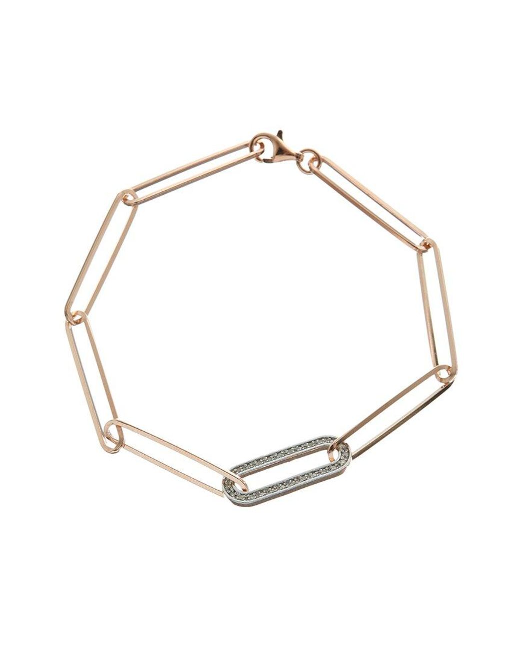 Meshmerise Metallic 18k Over Silver 0.20 Ct. Tw. Diamond Paperclip Link Bracelet