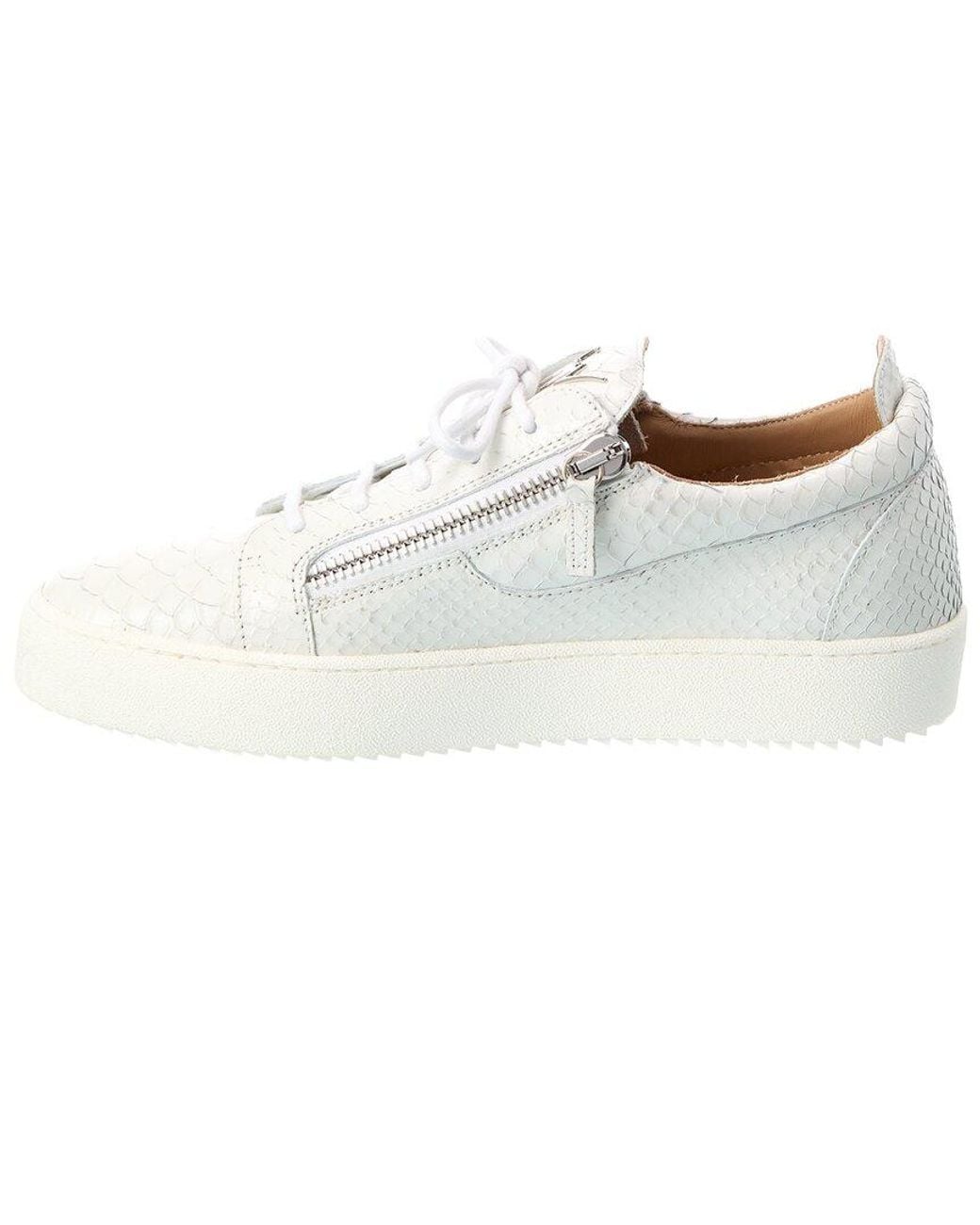 Giuseppe Zanotti White May London Snake-Embossed Leather Sneaker for men