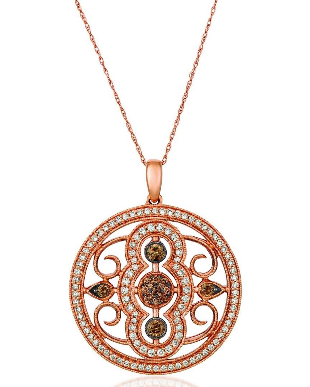 Le Vian Metallic Le Vian 14k Rose Gold 1.06 Ct. Tw. Diamond Pendant Necklace