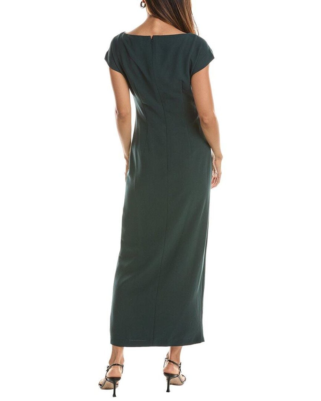 Lela Rose Green Floral Cord Embroidered Fluid Crepe Cascade Dress