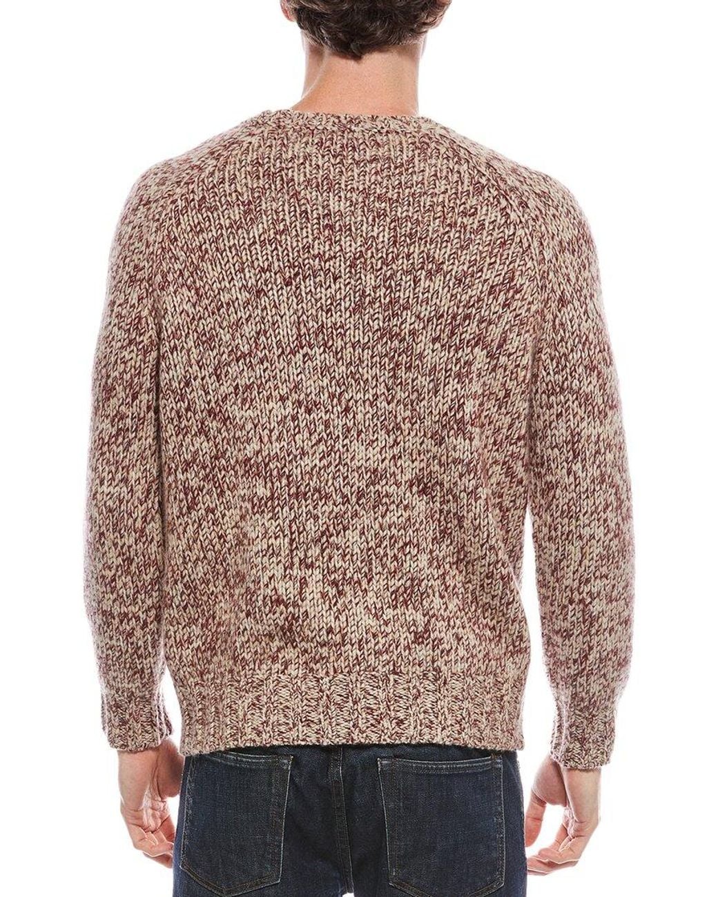 Brunello Cucinelli Brown Wool, Cashmere, & Silk-Blend Crewneck Sweater for men
