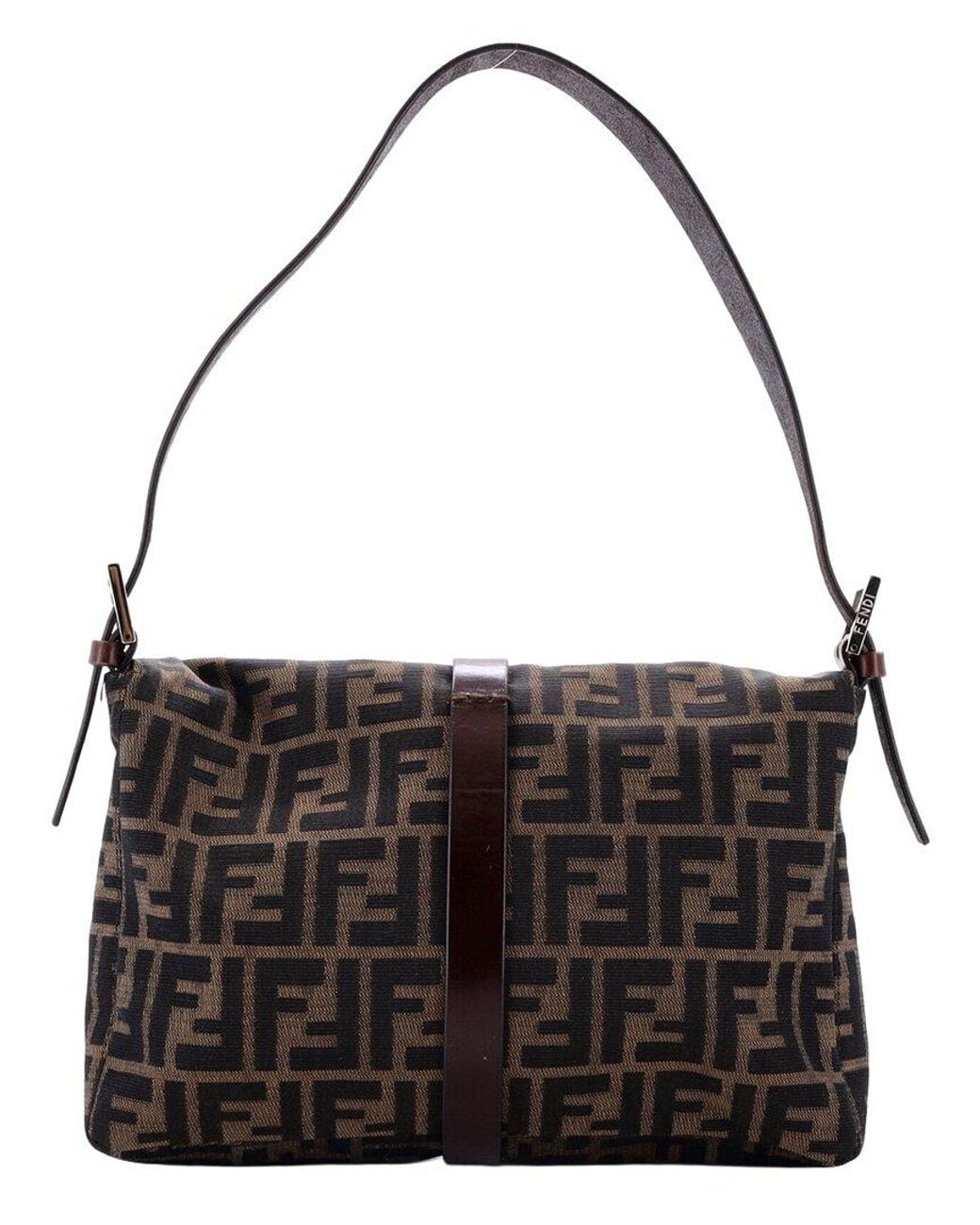 Fendi Black Zucca Canvas Vintage Shoulder Bag Medium (Authentic Pre-Loved)