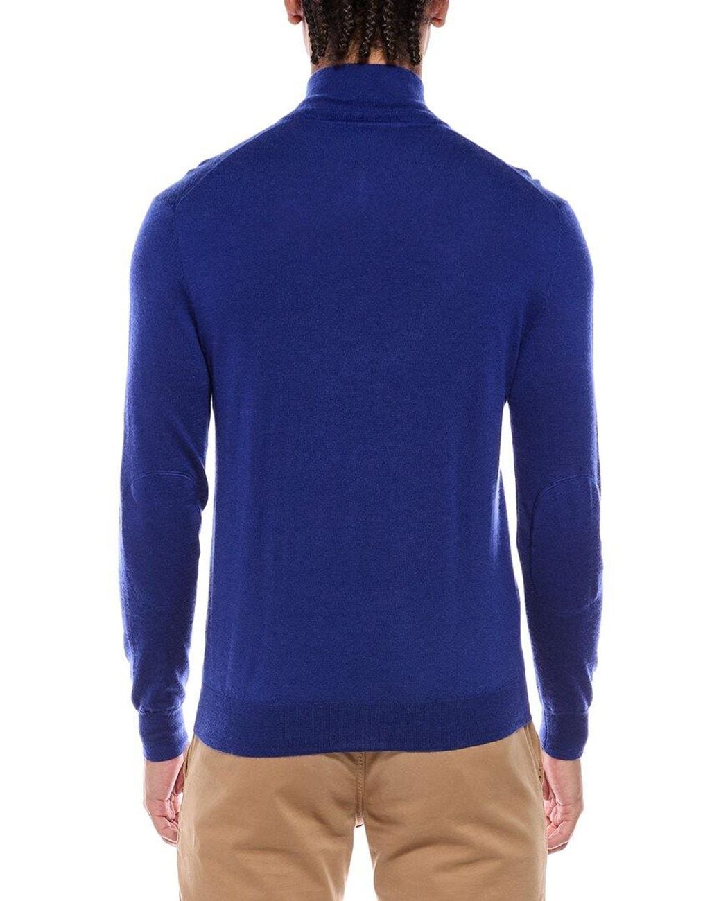N.Peal Cashmere Blue Hyde Zip 100% Cashmere Mock Neck Cardigan for men