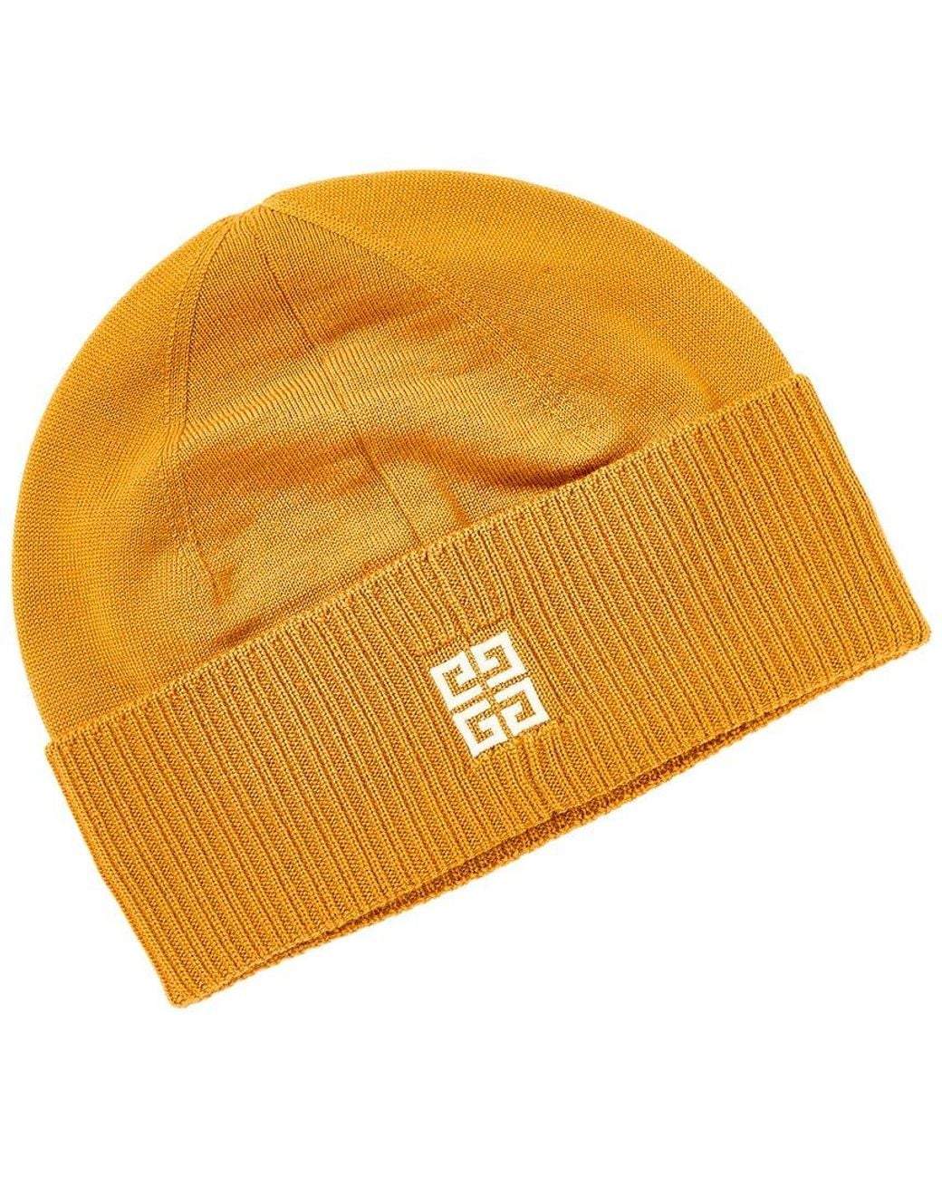 Givenchy Yellow Logo Wool Beanie