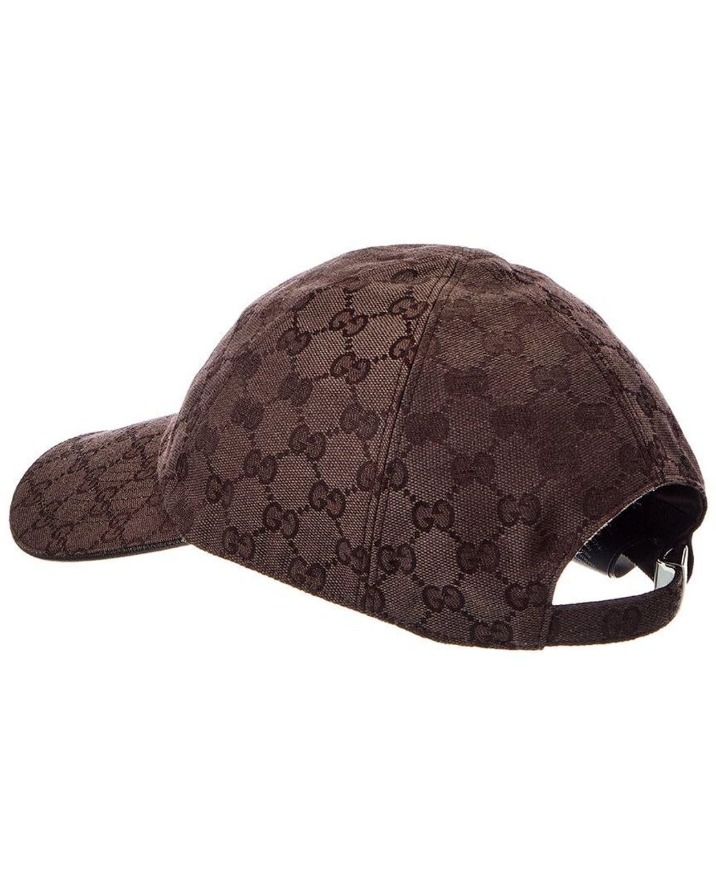 Gucci Brown Gg Canvas Leather-Trim Baseball Cap