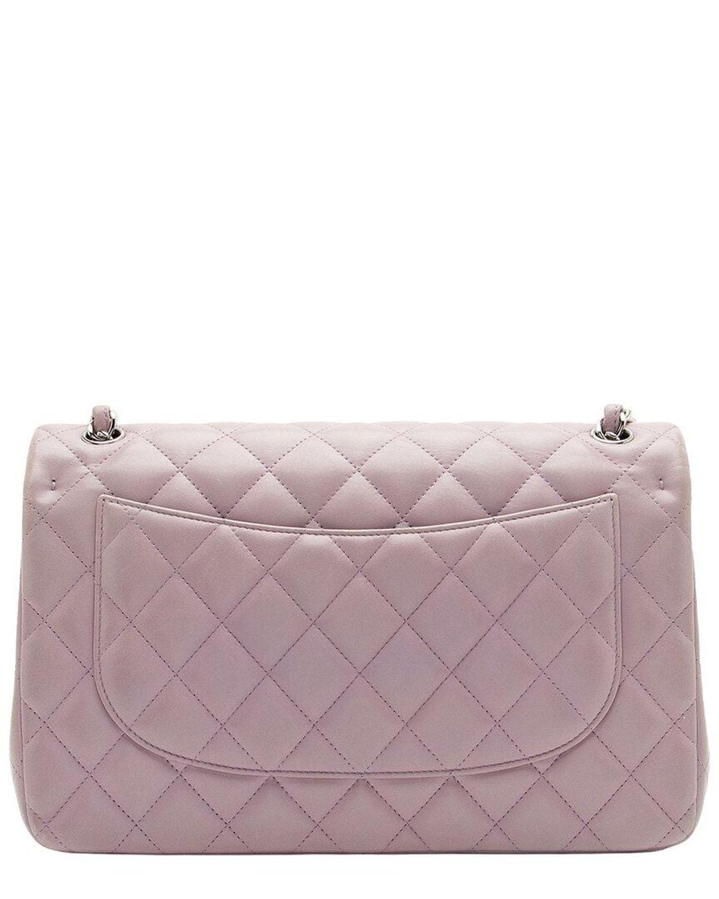 Chanel Gray Lambskin Classic Jumbo Double Flap Bag (Authentic Pre-Loved)