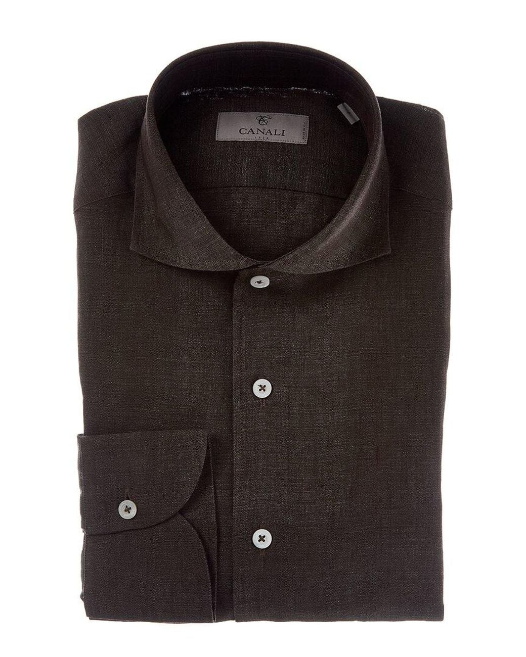Canali Black Linen Dress Shirt for men