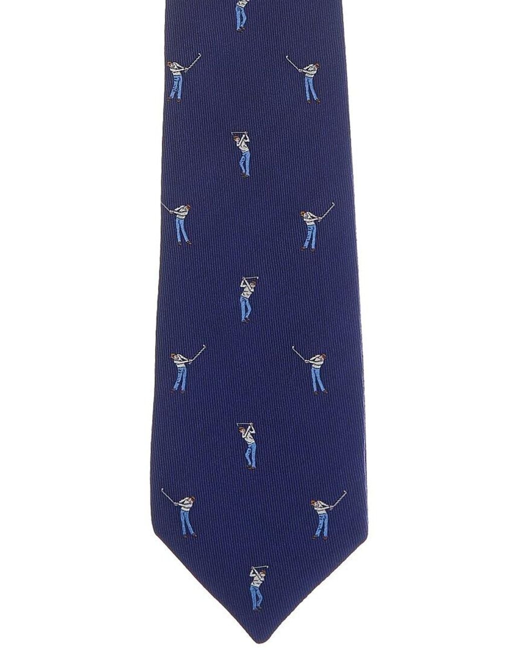 Canali Blue Golfers Reversible Silk Tie for men