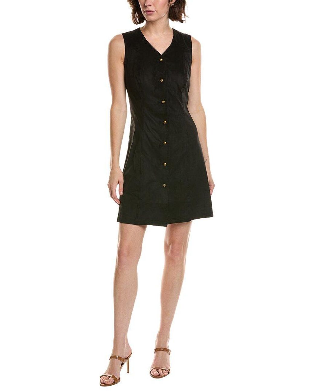 Pascale La Mode Black Sleeveless Mini Shirtdress