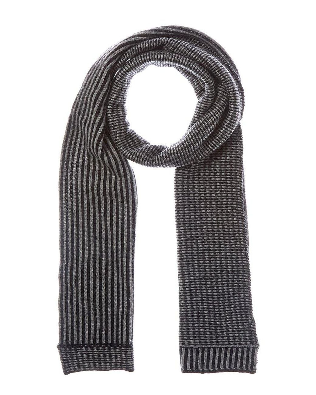 Portolano Black Reversible Wool-Blend Scarf for men