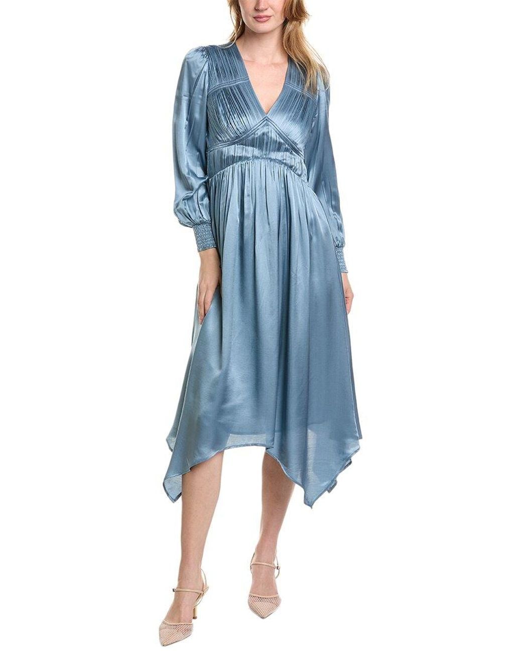 AllSaints Blue Estelle Silk-Blend Mini Dress