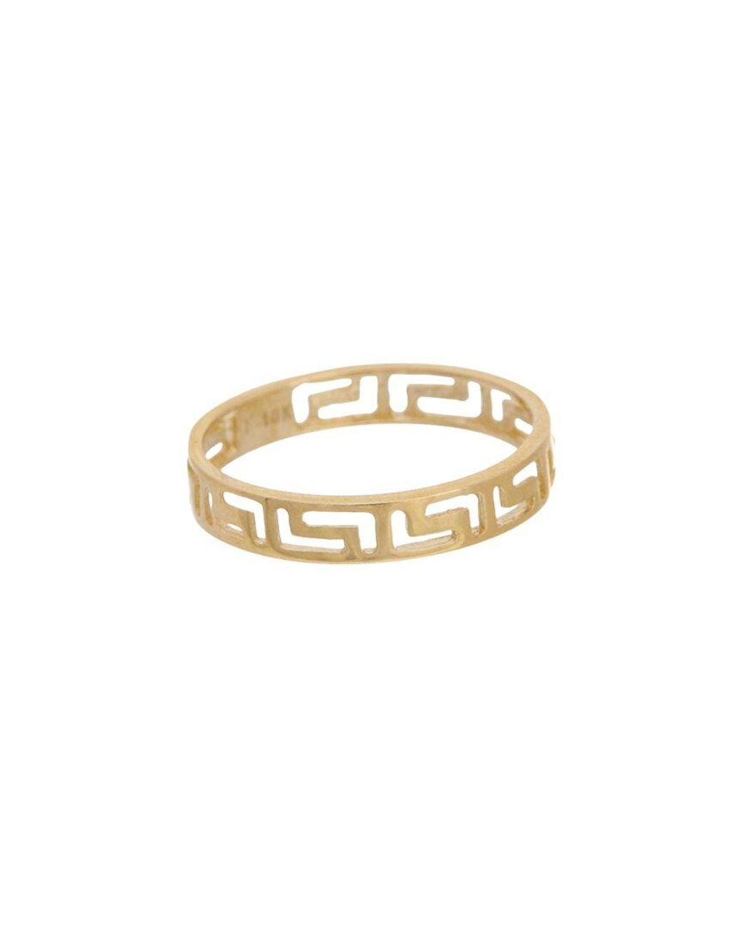 Italian Gold White 10K 3.6Mm Greek Key Band Ring