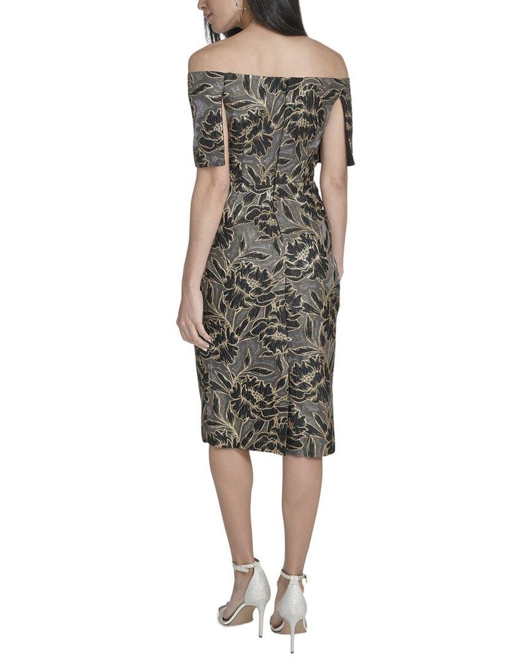 Vince Camuto Multicolor Printed Off The Shoulder Midi Dress