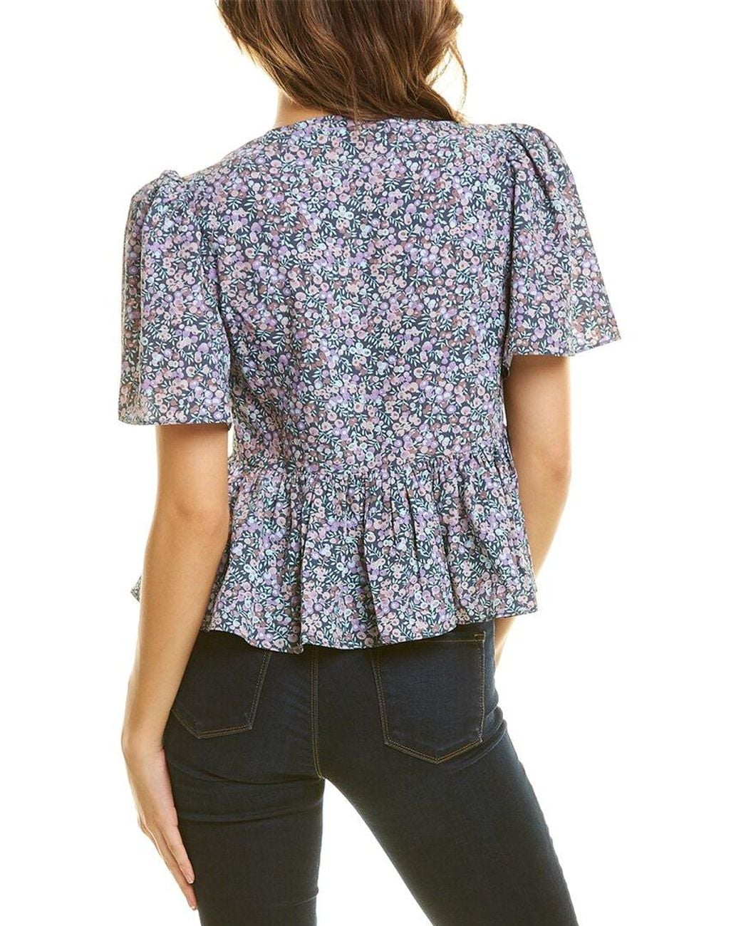 CELINA MOON Gray Surplice Blouse