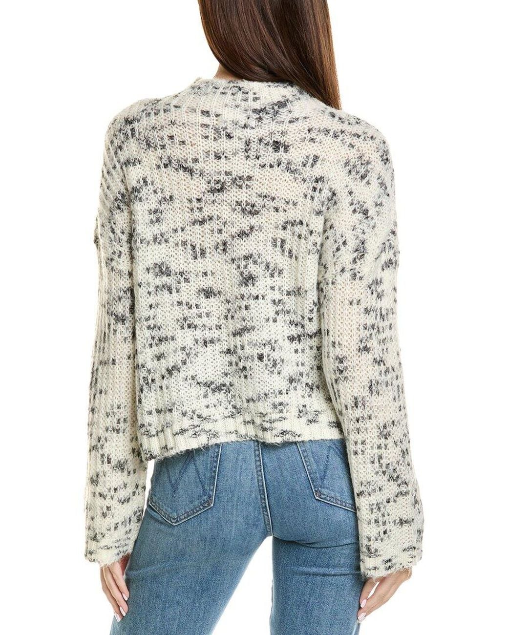 Bella Dahl White Mockneck Wool-Blend Sweater