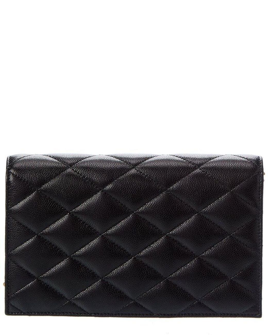 Saint Laurent Black Paris Leather Wallet On Chain