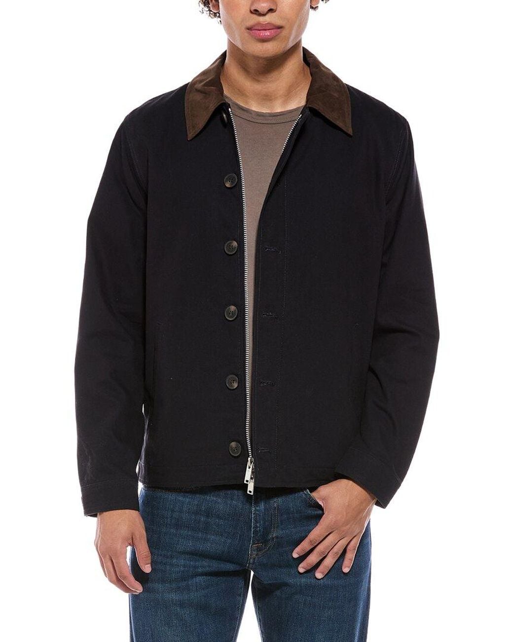 7 For All Mankind Black Button Down Jacket for men