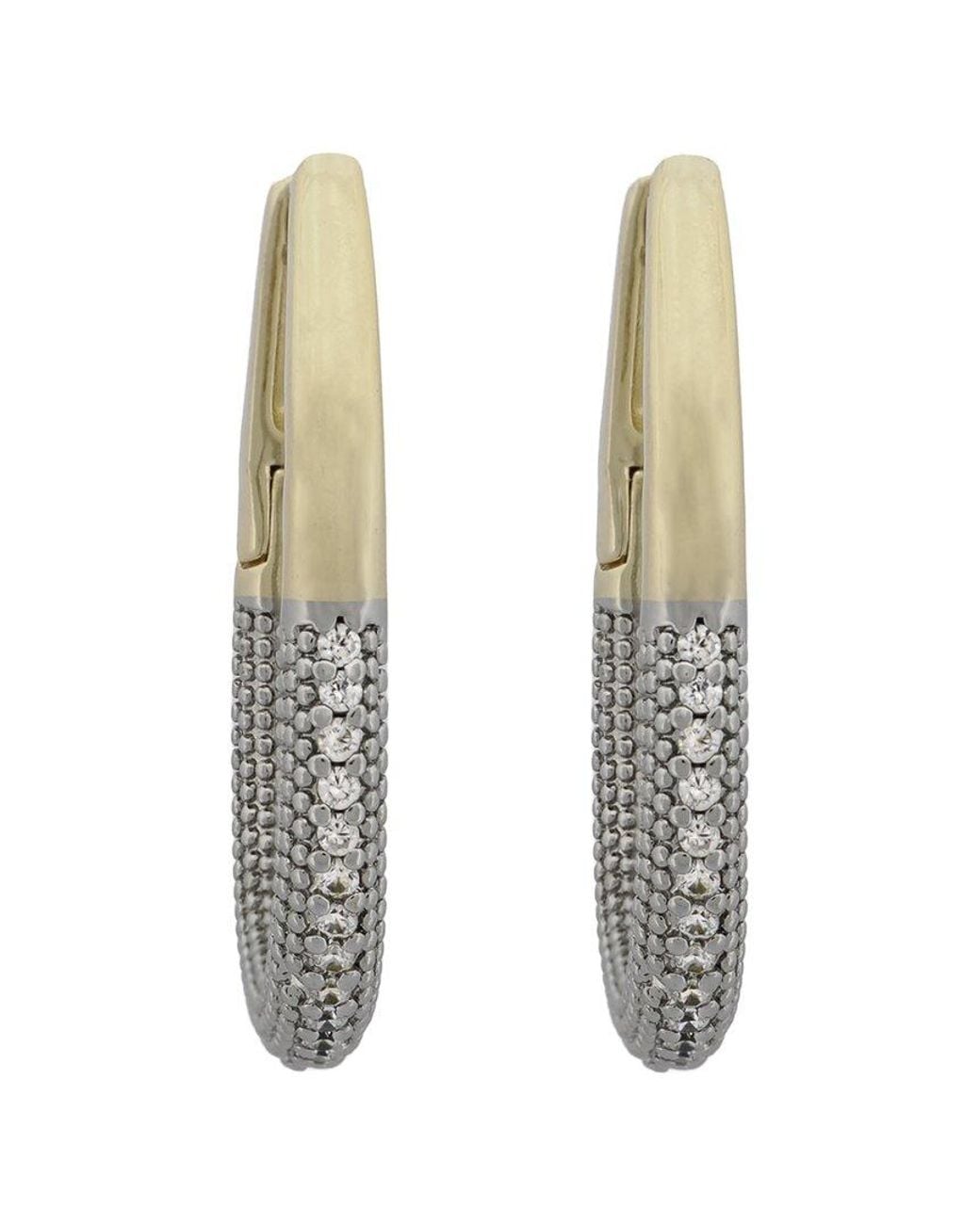 Ebru Jewelry White Plated Cz Hoop Earrings