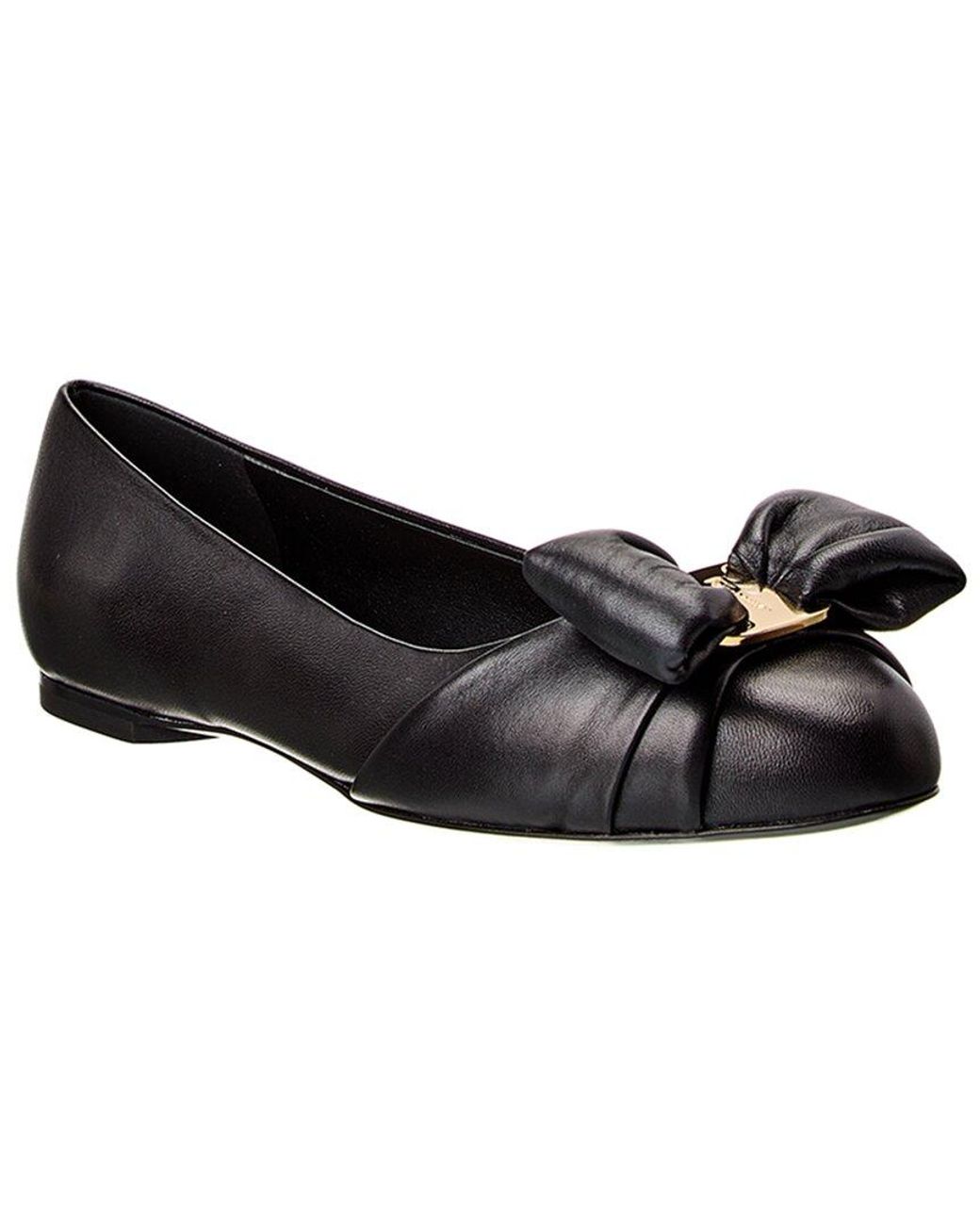 Ferragamo Black Varina Leather Flat