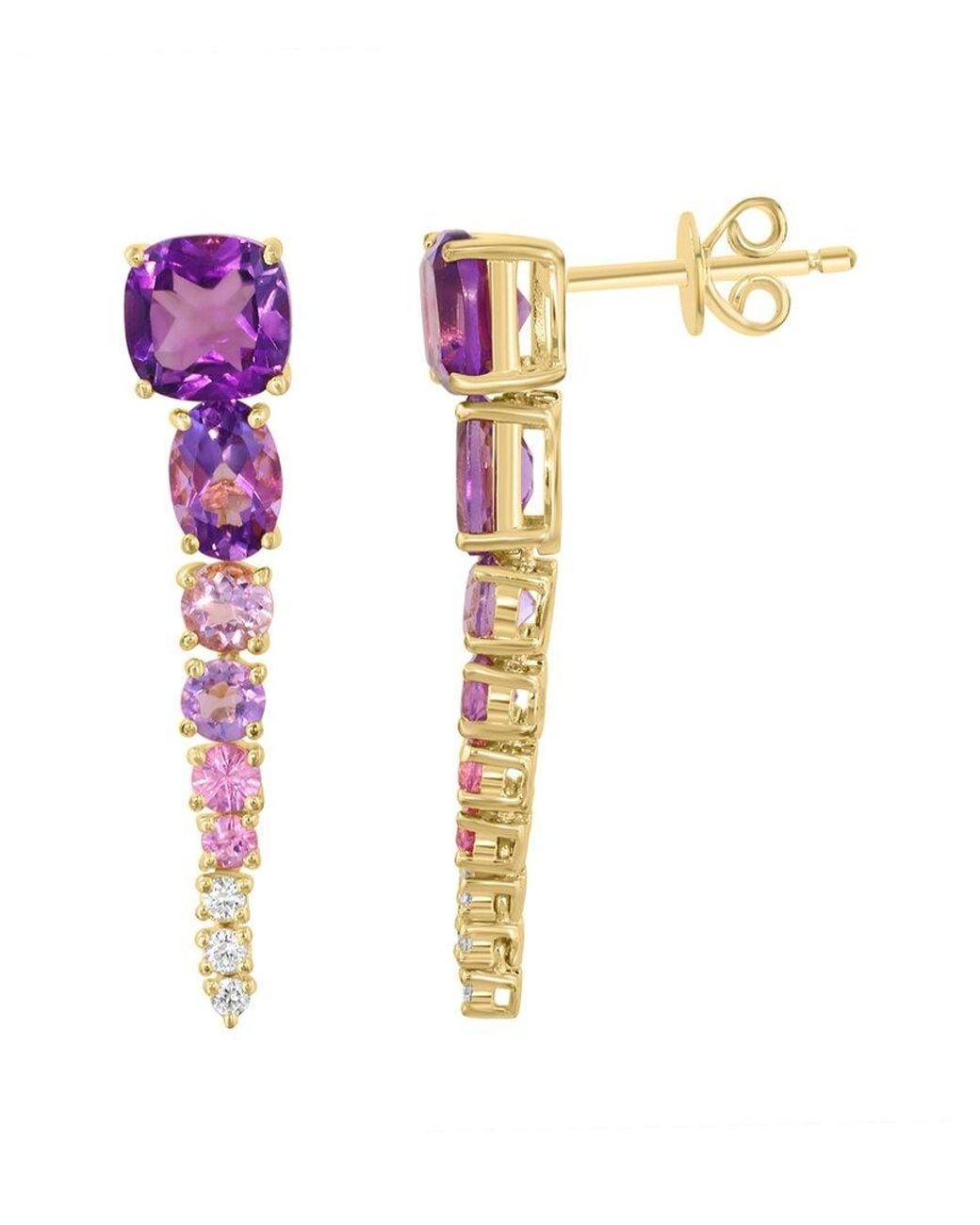 Effy Fine Jewelry Pink 14K 3.47 Ct. Tw. Diamond & Gemstone Earrings