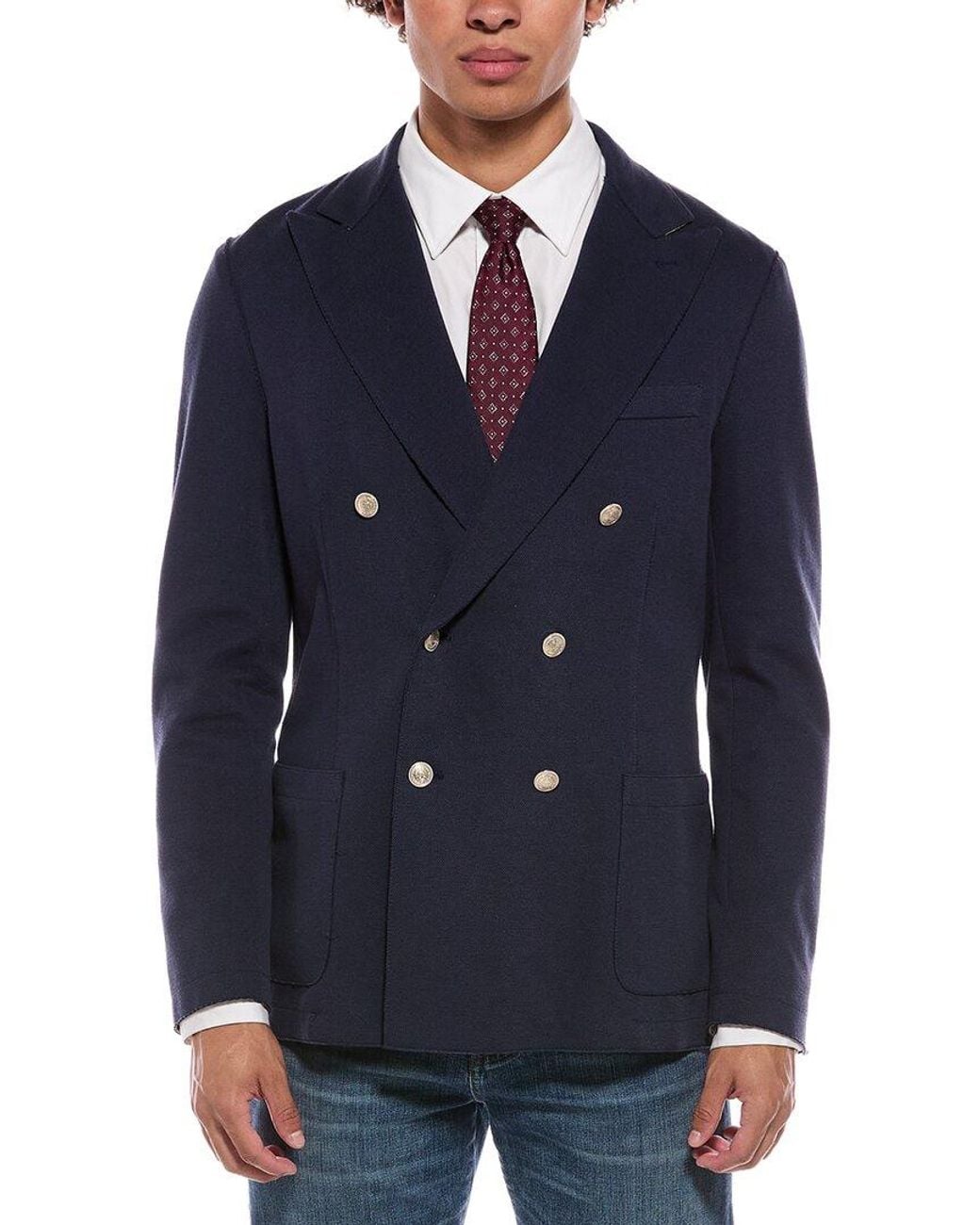 Eleventy Blue Double-Breasted Jacket for men