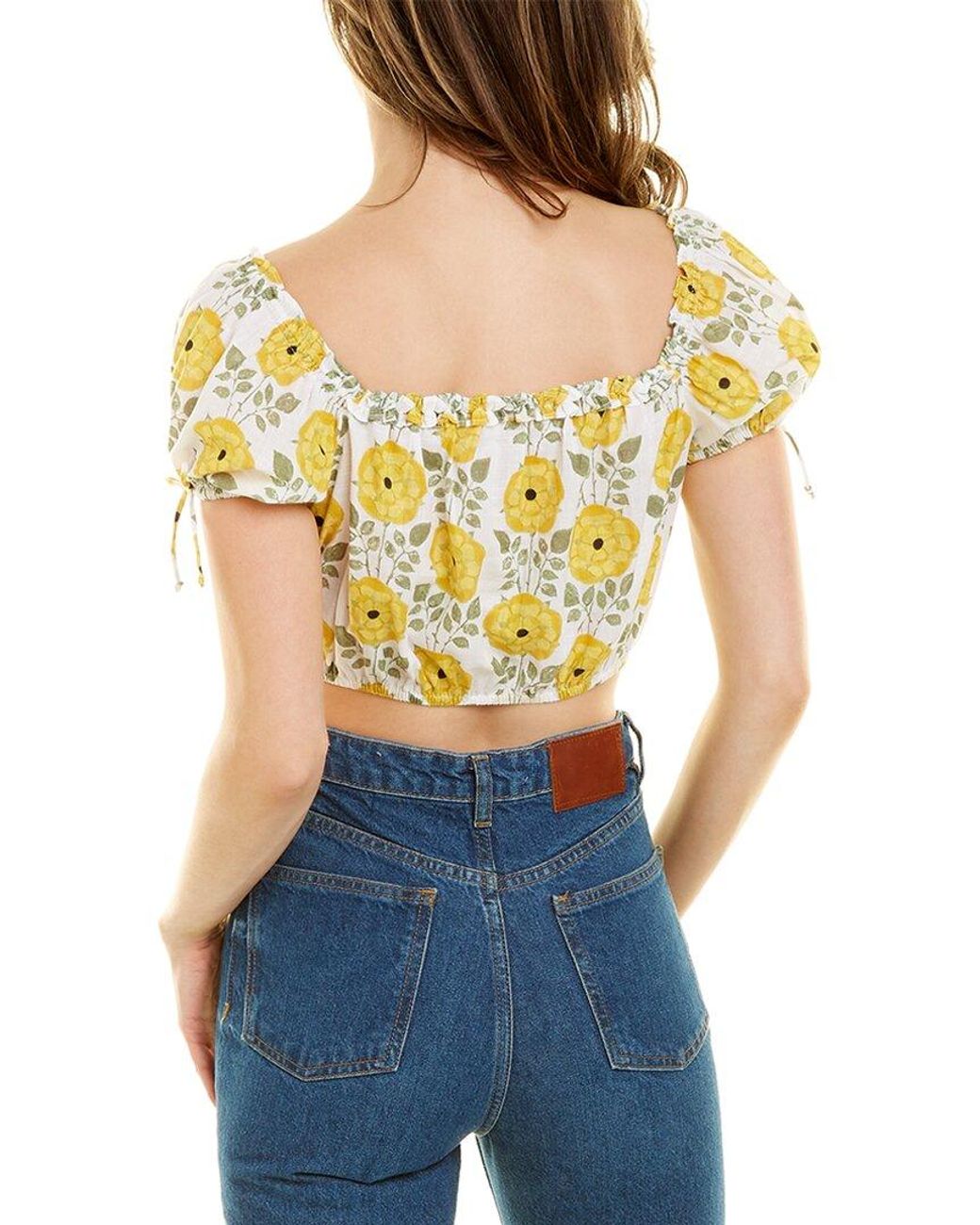 CELINA MOON Blue Short Sleeve Crop Top
