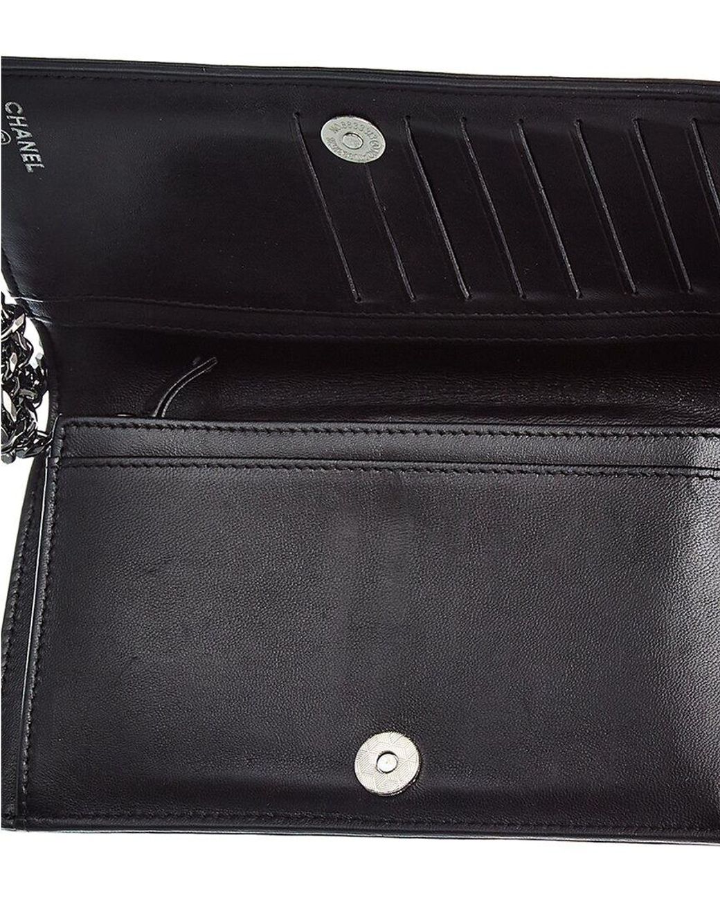 Chanel Black Caviar Leather Boy Wallet On Chain | Lyst