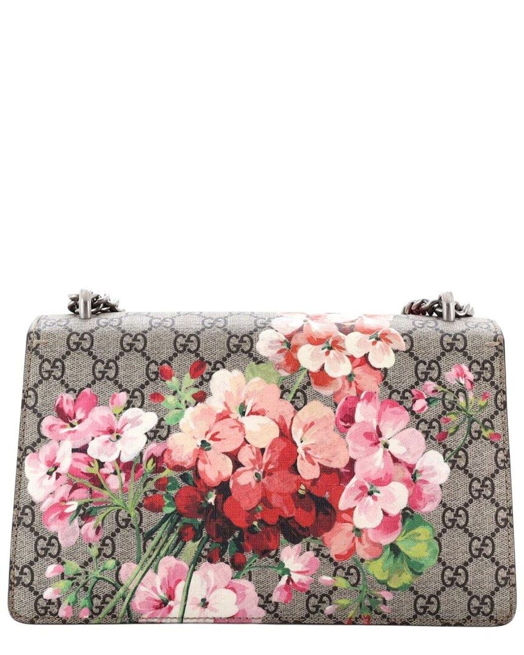 Gucci Gray Blooms Print Gg Coated Canvas Dionysus Bag Small (Authentic Pre- Loved)