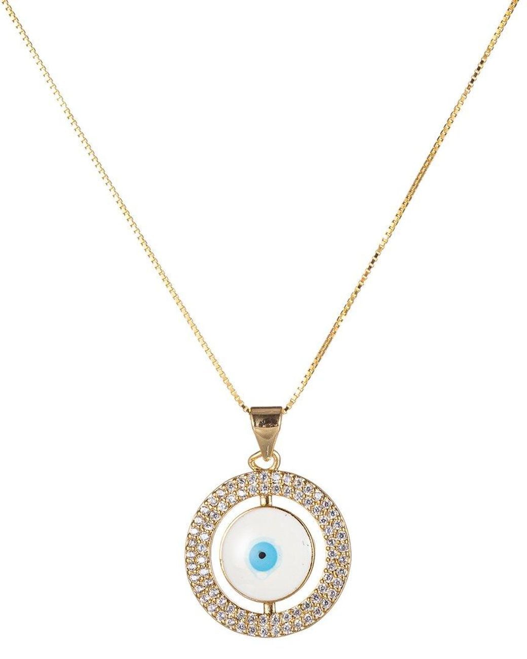 Eye Candy LA Metallic Silver Cz Isla Evil Eye Pendant Necklace