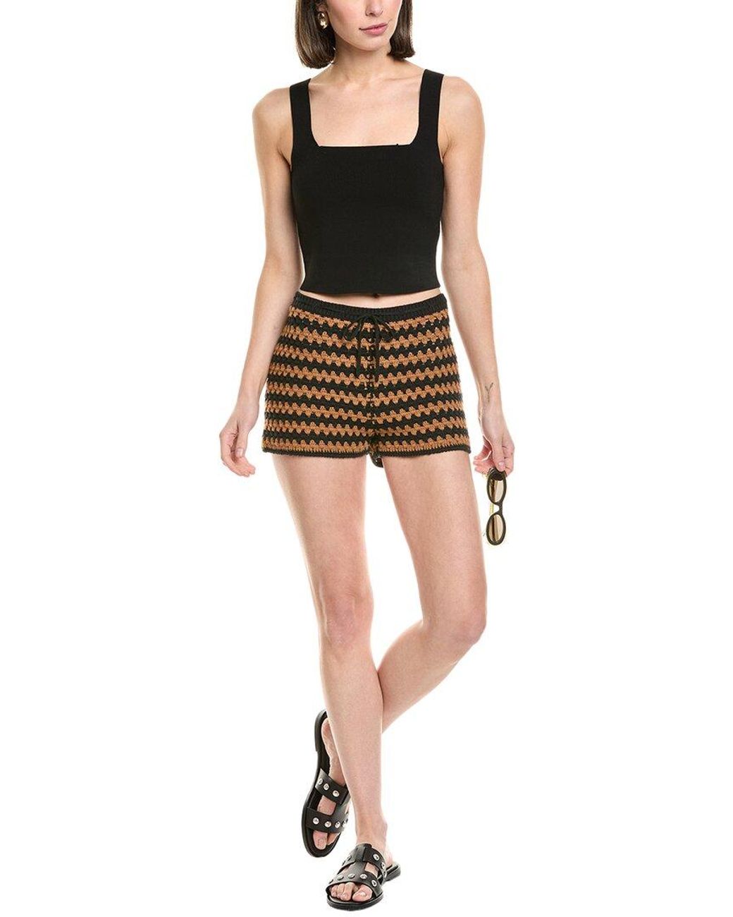 Staud Black Samara Crochet Short