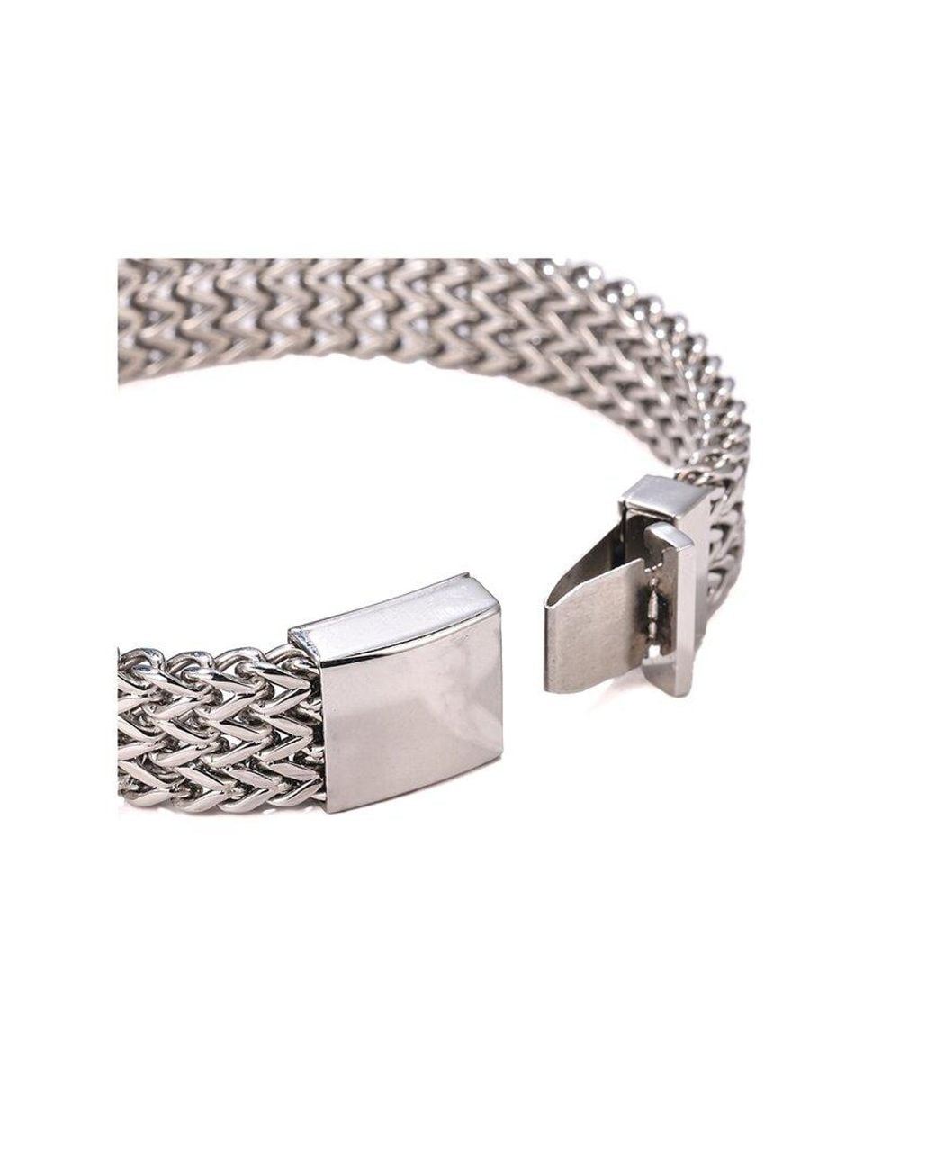 jean claude White Stainless Steel Zigzag Bracelet for men