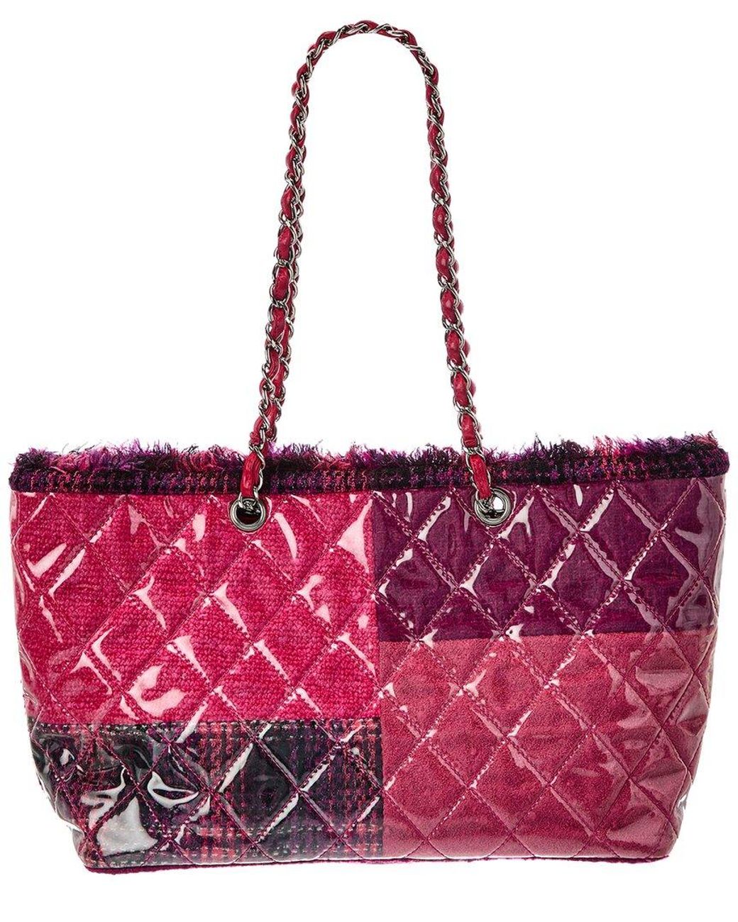 Chanel Red Pink/purple Patent Leather Cc Tote (authentic Pre-loved)
