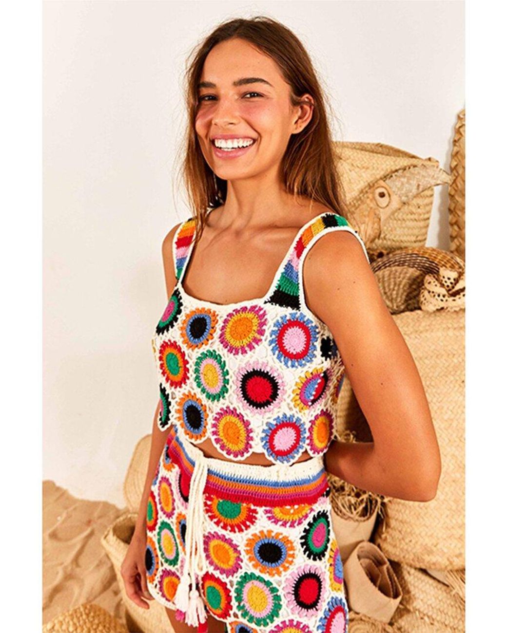 On sale Farm Rio Multicolored Crochet Blouse