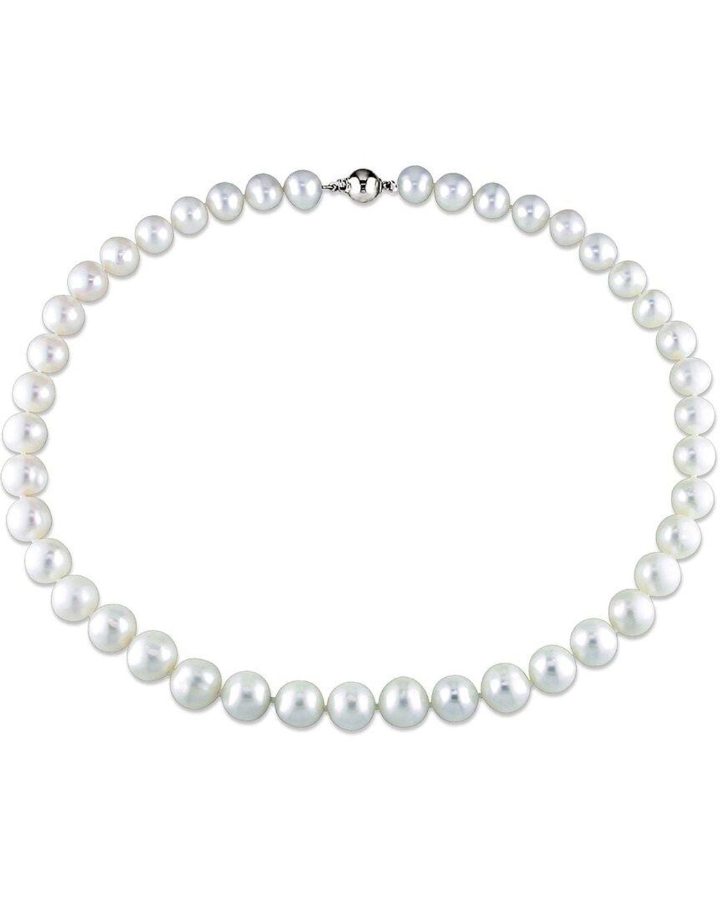 Pearls Metallic Silver 10-11mm Pearl Necklace