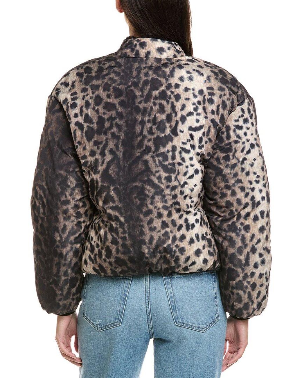 Apparis Black Leni Leopard Padded Bomber