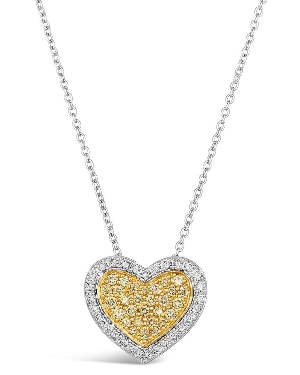 Le Vian Metallic Le Vian Sunny Diamond Hearts 14K 0.38 Ct. Tw. Diamond Pendant Necklace