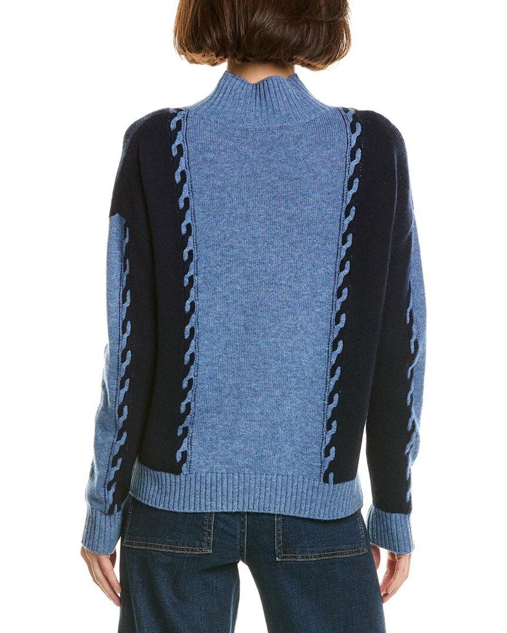 InCashmere Blue Mock Neck Wool & Cashmere-Blend Pullover