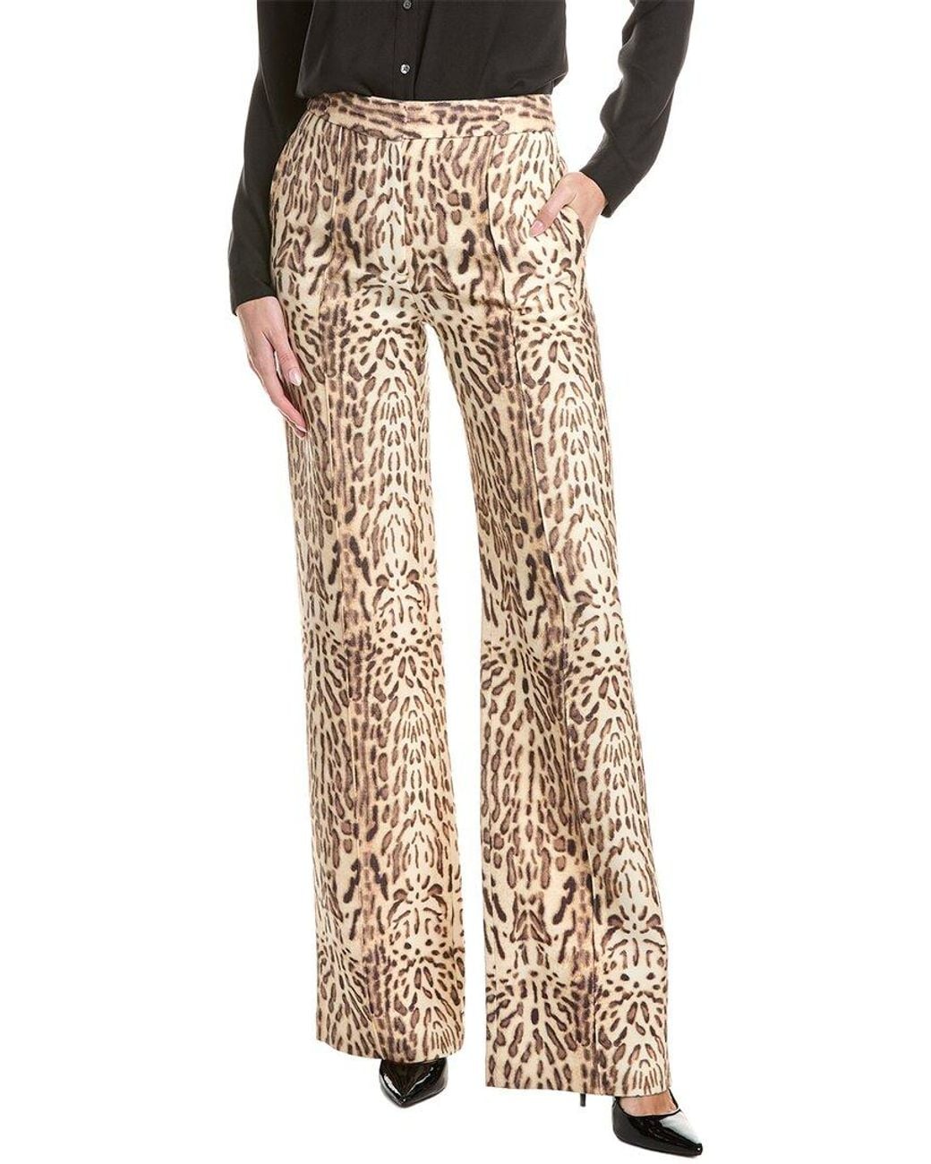 Adam Lippes Natural Pintuck Wide Leg Wool Trouser
