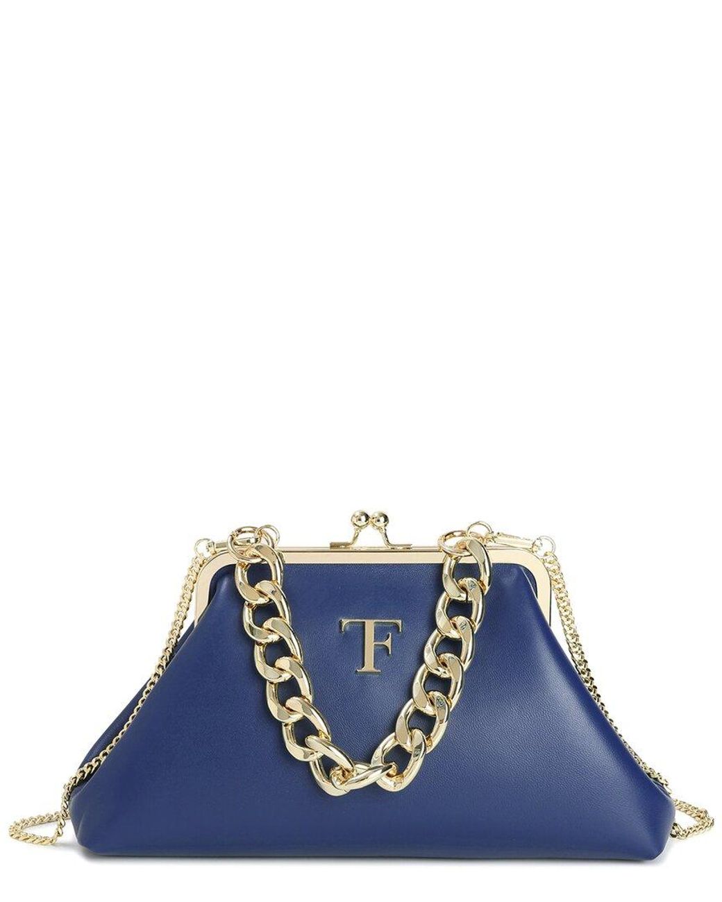 Tiffany & Fred Paris Blue Iconic Frame Leather Bag