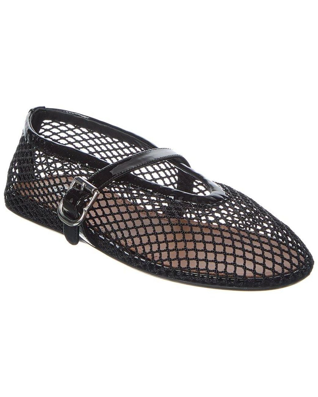 Alaïa Black Alaïa Fishnet & Patent Ballet Flat
