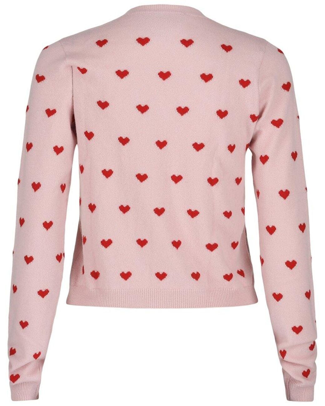 Valentino Pink Heart Print Virgin Wool Cardigan