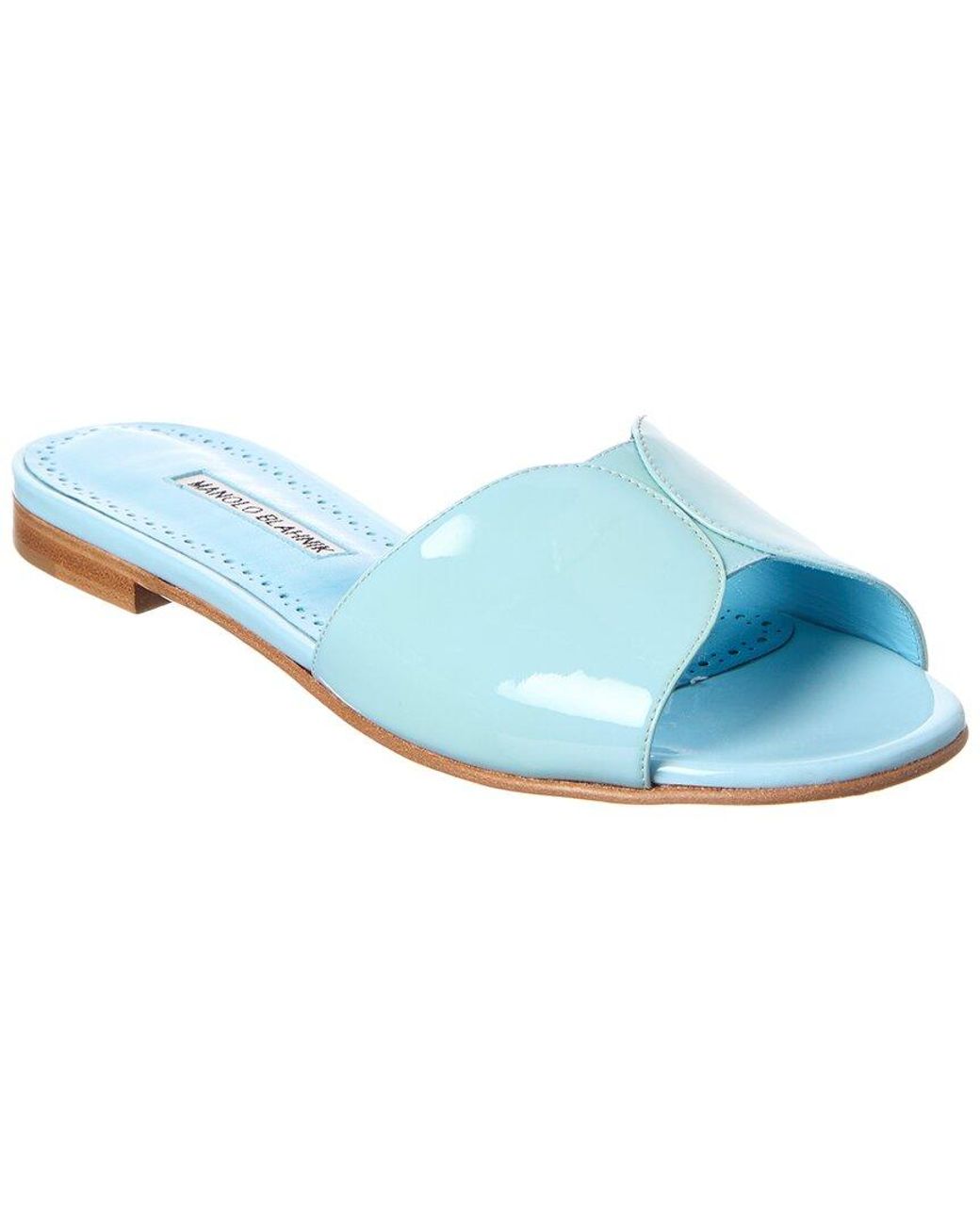 Manolo Blahnik Blue Houramu Patent Sandal