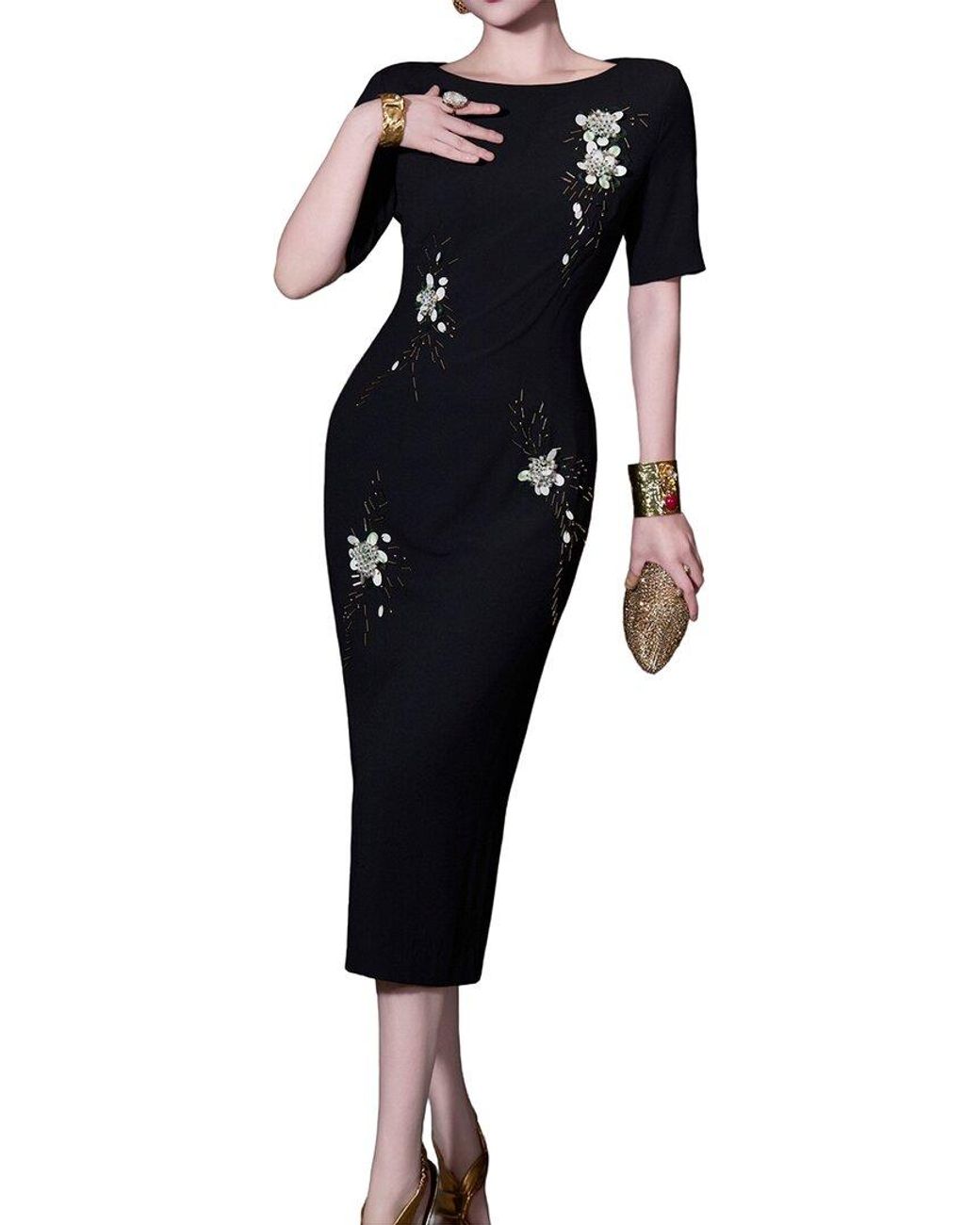 BURRYCO Black Short Sleeve Midi Dress
