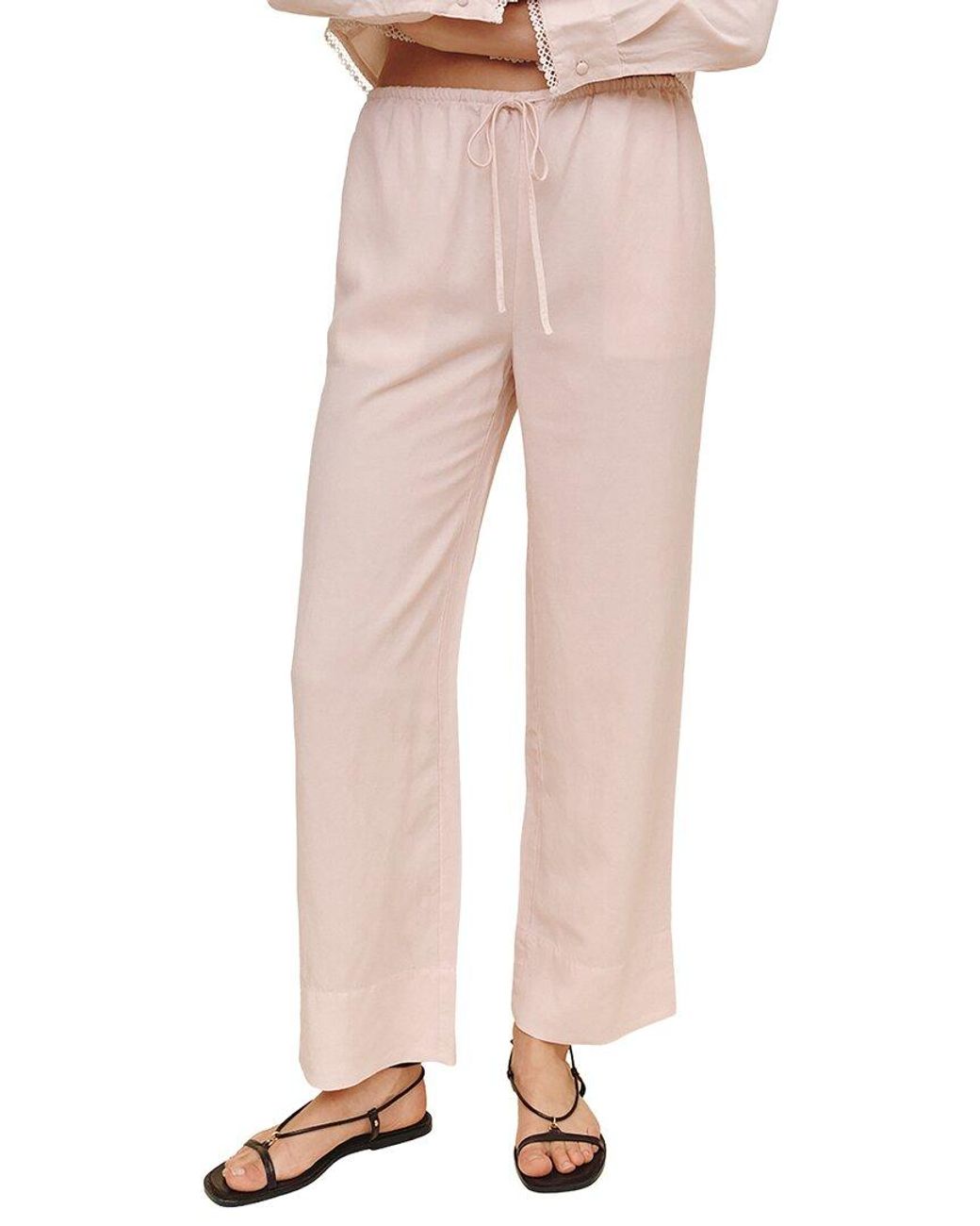 Bella Dahl Pink Wide Hem Drawstring Linen-Blend Pant