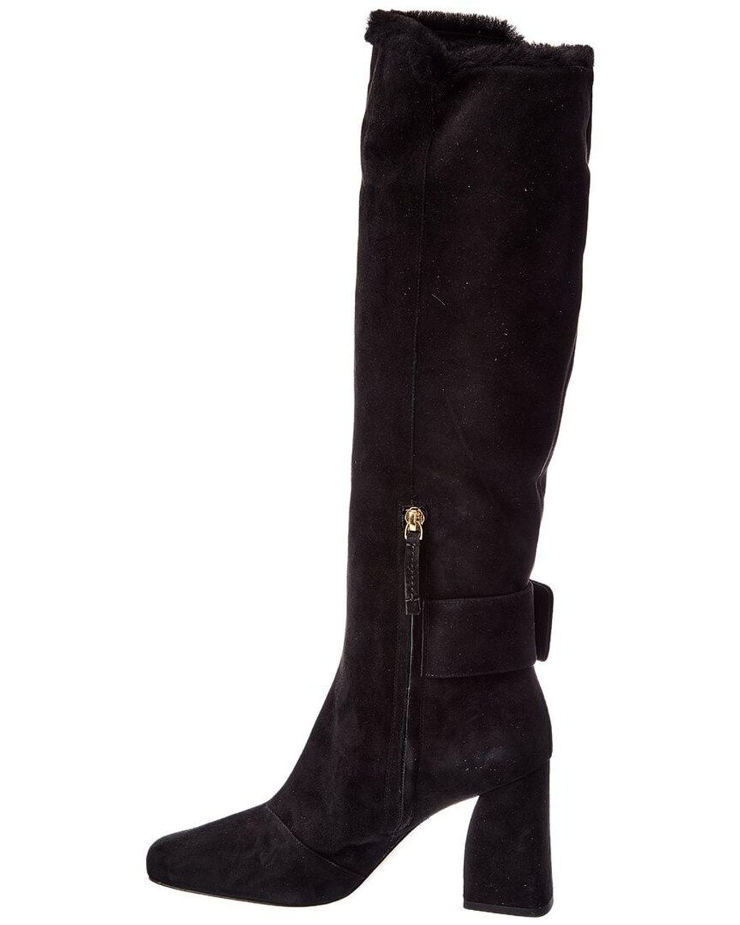Roger Vivier Black Suede Knee-High Boot