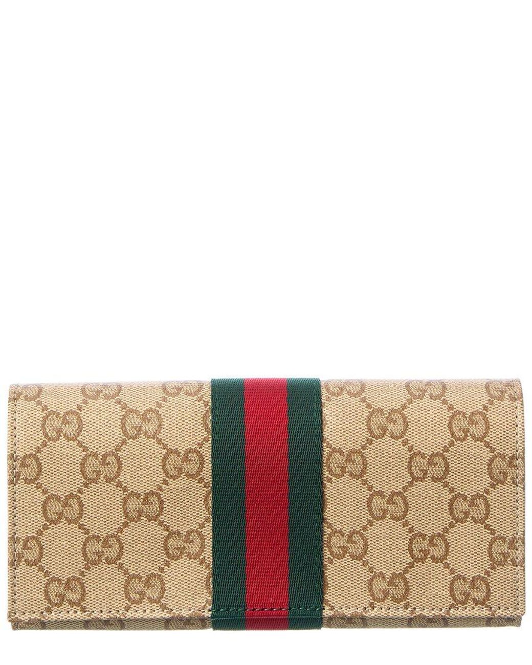 Gucci Brown Long GG Canvas & Leather Continental Wallet