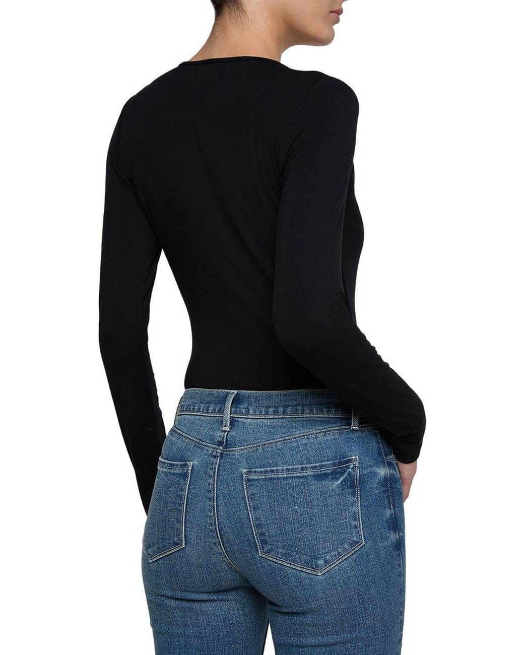 L'Agence Black Cassandra Ruched Bodysuit