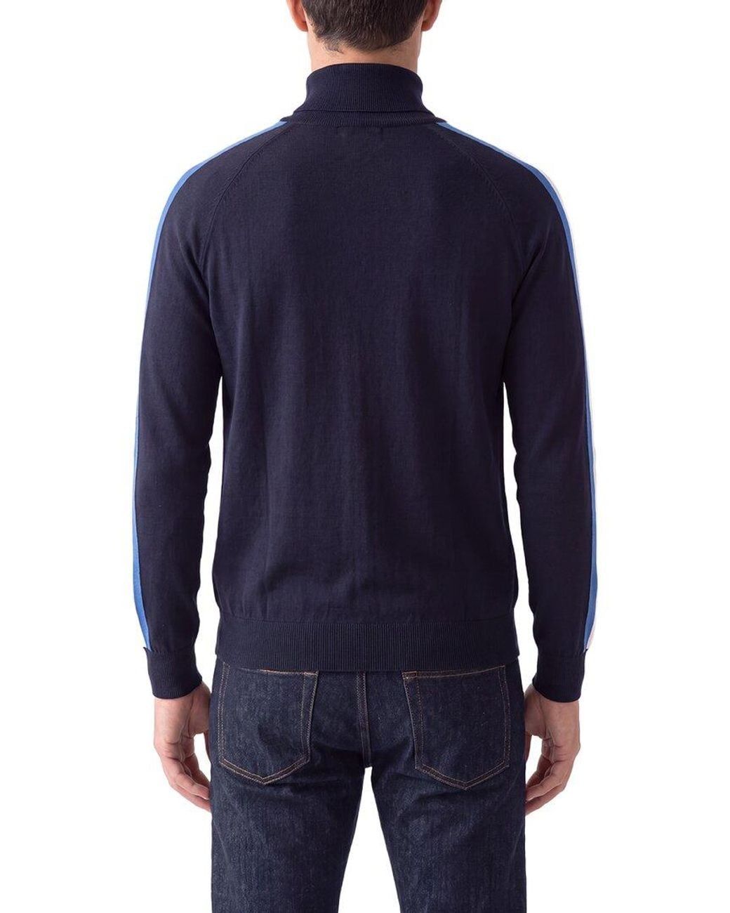 N.Peal Cashmere Blue Cashmere-Blend Stripe Sweater for men