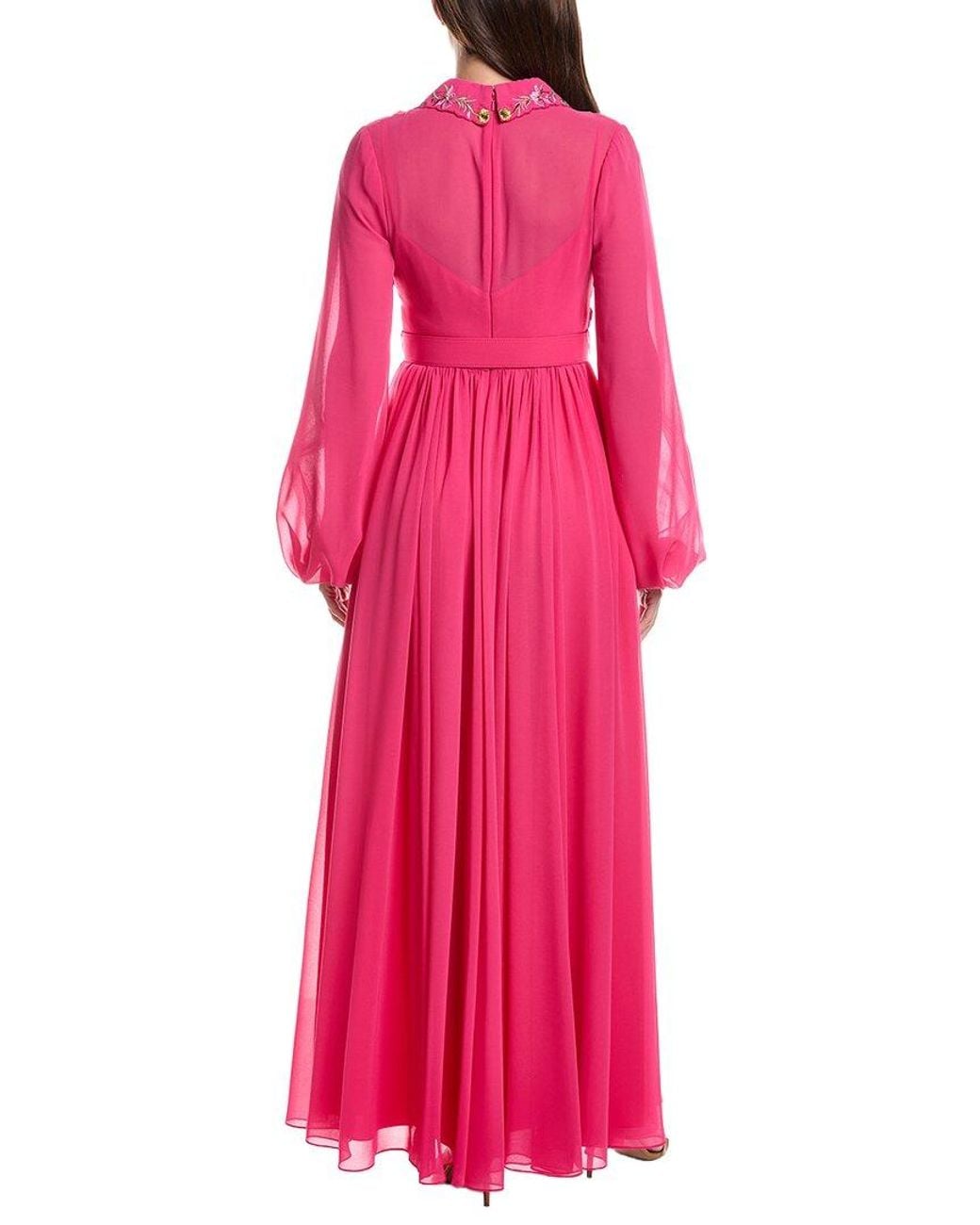 Badgley Mischka Pink Floral Embroidered Shirt Dress