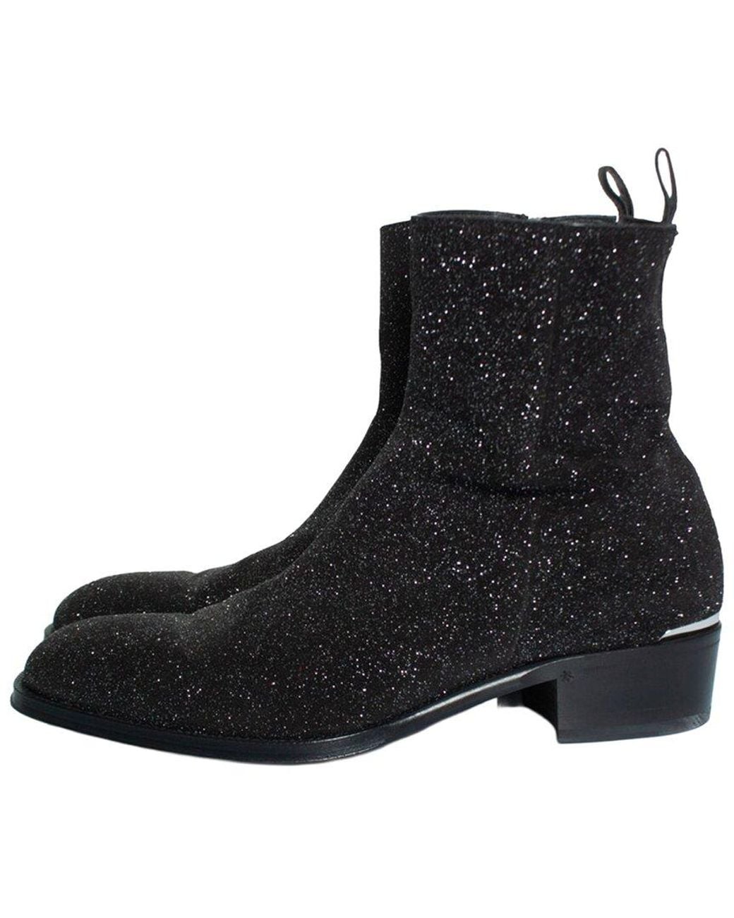 McQueen Black Leather Glitter Bootie (authentic Pre-loved) for men